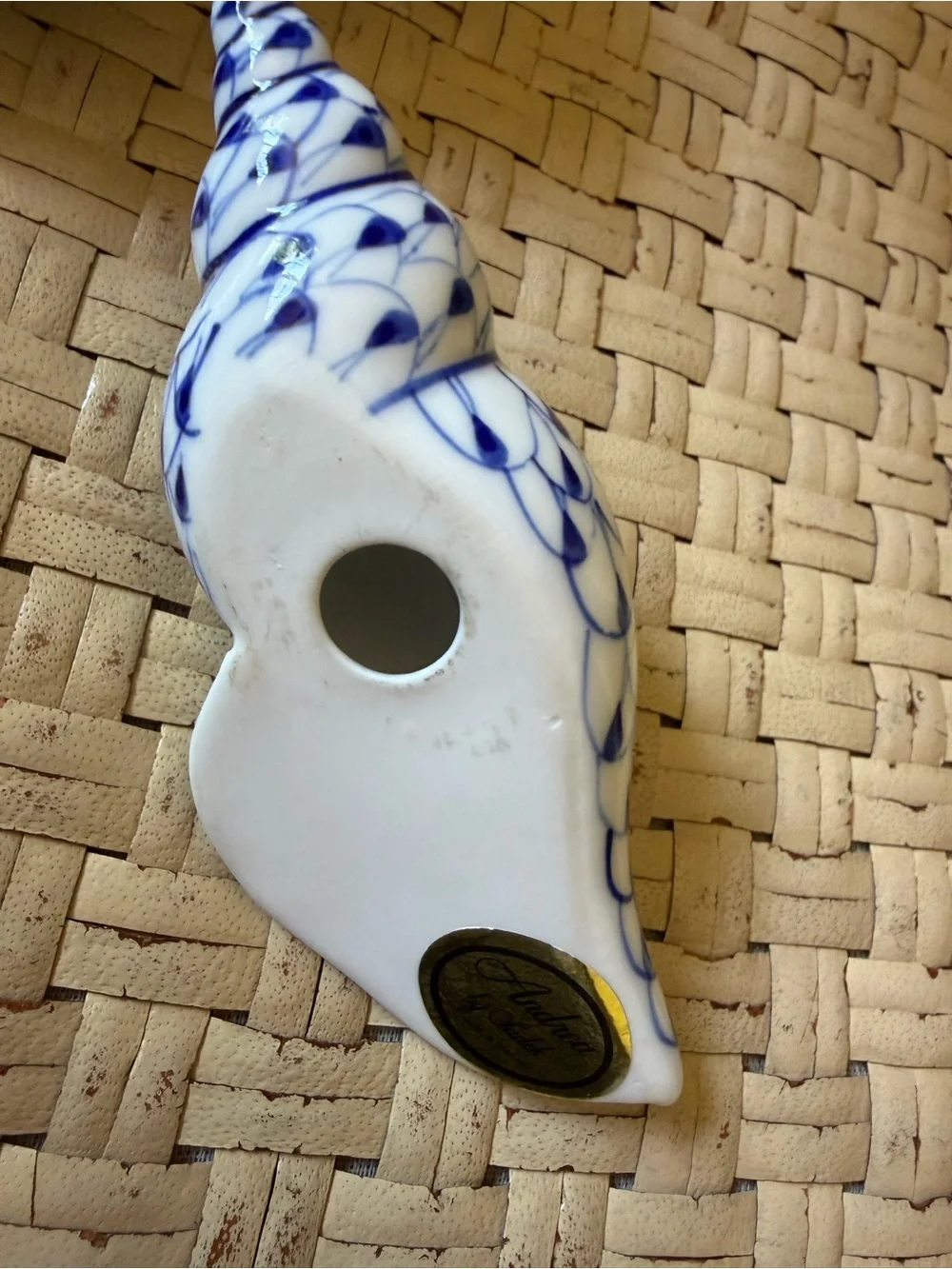 Vintage Nautical porcelain Star Fish Clam Conch Sea Shells (3)  Blue/ White - Picture 10 of 13